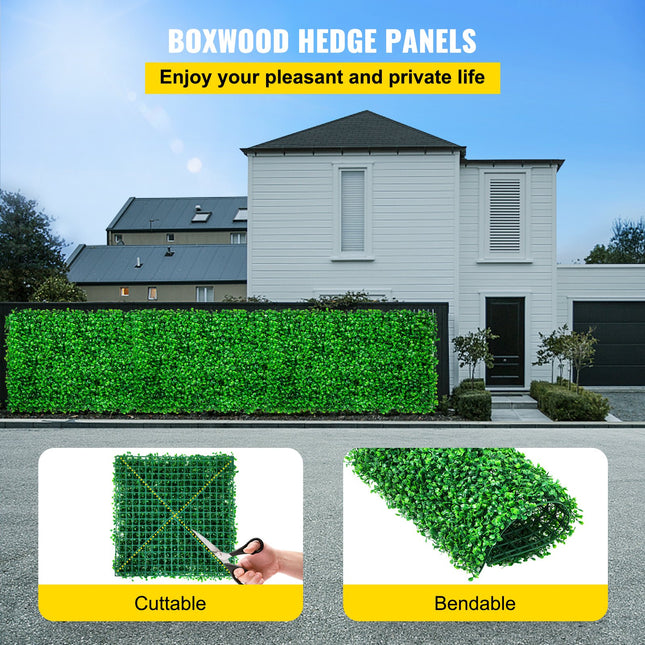 Artificial Boxwood Panel UV 48pcs Artificial Hedge Artificial Grass Backdrop Wall 10X10" 4cm Boxwood Panel Panels Fake Hedge For Decor Privacy Fence Indoor Outdoor Garden Backyard
