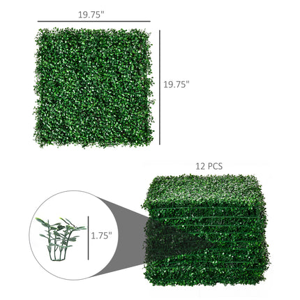 12PCs Grass Wall Panels, 20" X 20" Artificial Grass Wall Decor, Greenery Backdrop Panels Wall For Outdoor, Indoor, Garden, Fence, Backyard, Dark Green