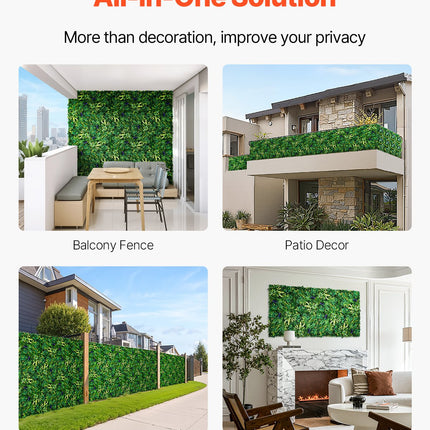 Artificial Grass Wall Panels, 8 PCS 20 X 20 Inch, 3D Combination Greenery Boxwood  Panel For Indoor Outdoor Green Decor & Ivy Fence Covering, Privacy Backdrop Wall Hedge Screen For Garden