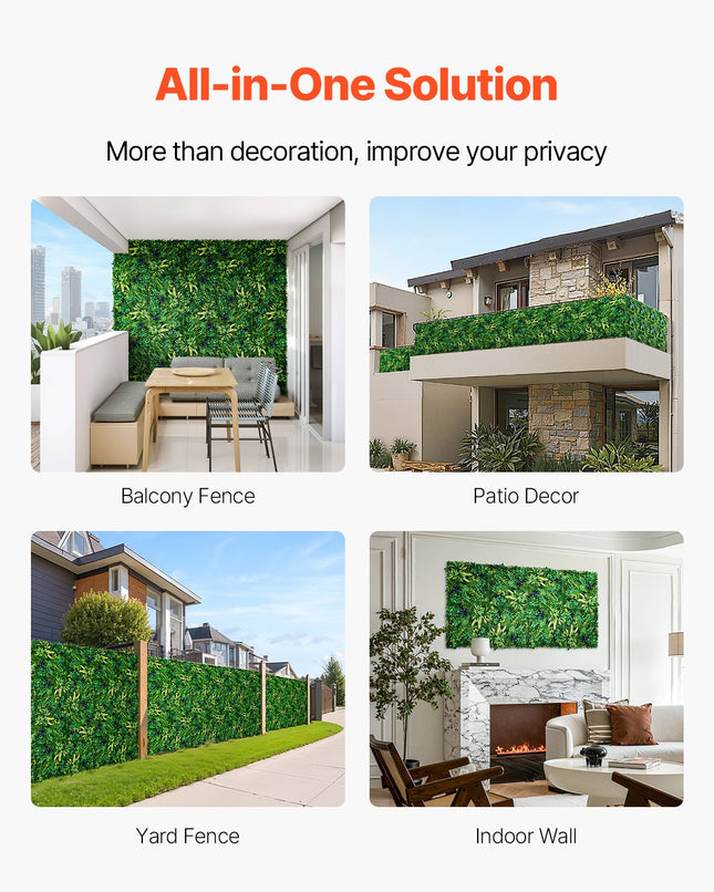 Artificial Grass Wall Panels, 8 PCS 20 X 20 Inch, 3D Combination Greenery Boxwood  Panel For Indoor Outdoor Green Decor & Ivy Fence Covering, Privacy Backdrop Wall Hedge Screen For Garden