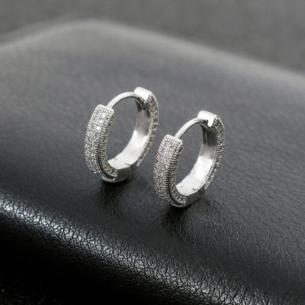 1 Pair Men's Hip Hop Zircon Hoop Earrings,Sparkling, Sleek Luxury,Versatile And Stylish