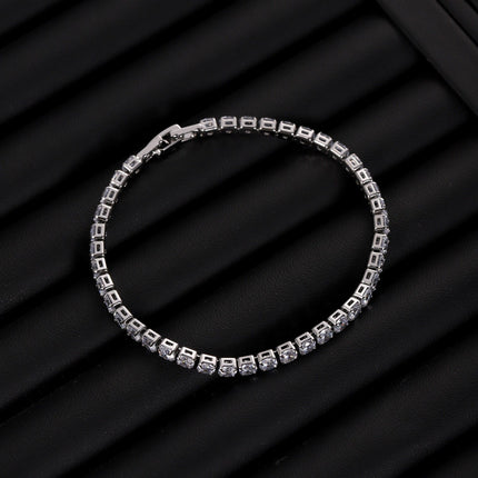 Sleek Luxury Sparkling Zircon Bracelet,Detachable Extender Chain,Unisex For Daily Wear, Christmas Outfits And Beach Occasions