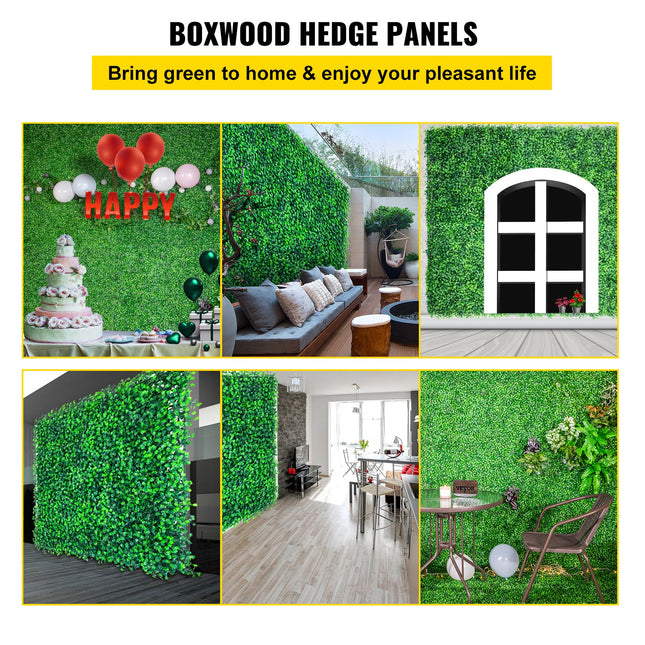 Artificial Boxwood Panels, 6 PCS 20\"x20\" Boxwood Hedge Wall Panels, PE Artificial Grass Backdrop Wall 1.6\", Privacy Hedge Screen For Decoration Of Outdoor, Indoor, Garden, Fence, And Backyard