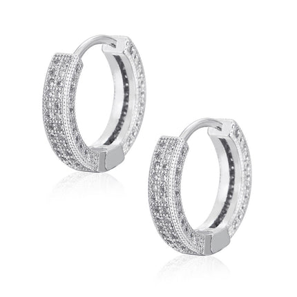 1 Pair Men's Hip Hop Zircon Hoop Earrings,Sparkling, Sleek Luxury,Versatile And Stylish