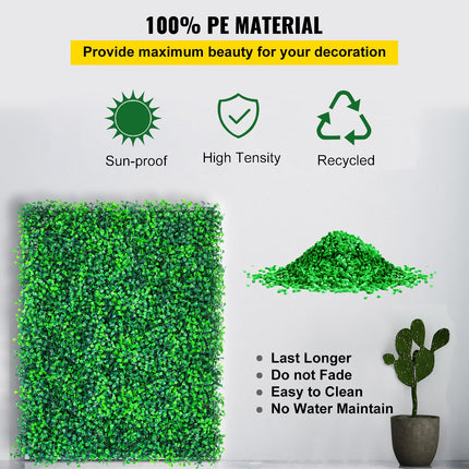 Artificial Boxwood Panels, 6 PCS 20\"x20\" Boxwood Hedge Wall Panels, PE Artificial Grass Backdrop Wall 1.6\", Privacy Hedge Screen For Decoration Of Outdoor, Indoor, Garden, Fence, And Backyard