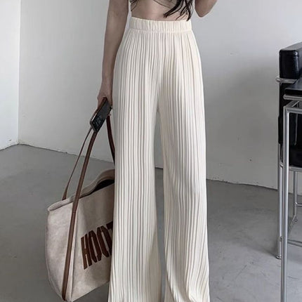 High-waisted Draping Lightweight Pleated Casual Pants